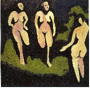 Ernst Ludwig Kirchner Nudes in a meadow painting